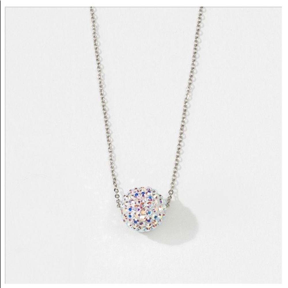Crystal Aurore Boreale Pavé Ball Necklace.
